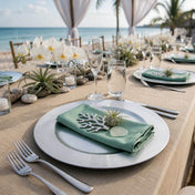13 inch silver plain charger plate on a beachside dining table - thumbnail number 5