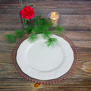 Richland 13" Rose Gold Beaded Glass Charger Plate Set of 12