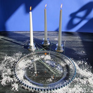 Richland 13" Blue Beaded Glass Charger Plate