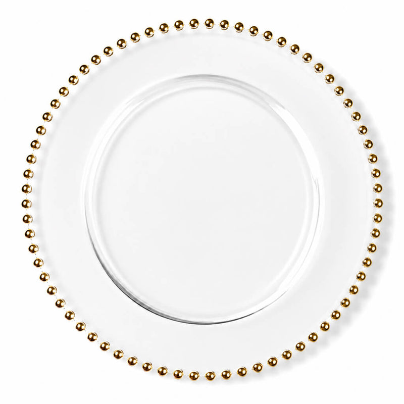 Richland 13" Gold Beaded Glass Charger Plate Set of 12 - thumbnail number 1