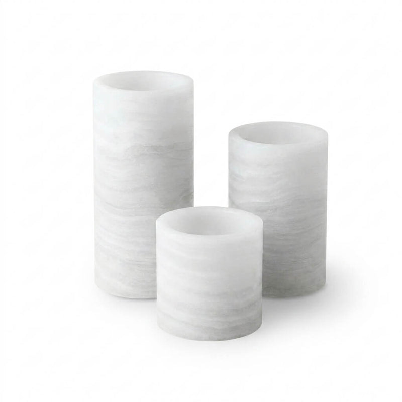 Three Flameless LED Pillar Candles on white background - thumbnail number 3