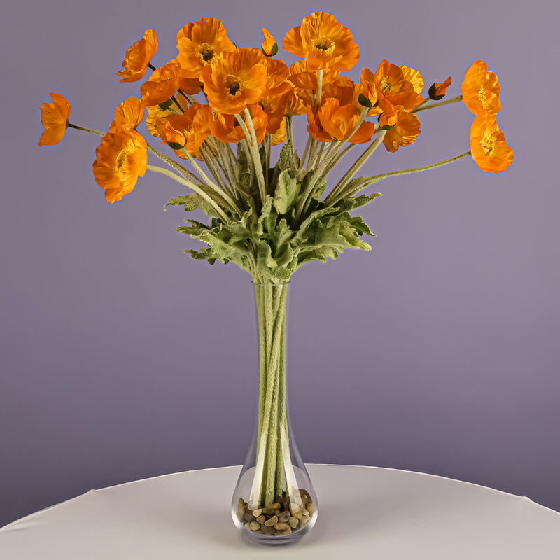12 Orange Poppy Flowers Silk Flowers - thumbnail number 2