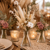 Tempe Bud Vase set of three styled with pampas grass, dried flowers, and roses on a table - thumbnail number 4
