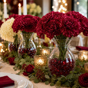 Bud Vase with red carnations on a holiday table - thumbnail number 6