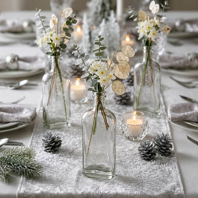 Effie Bud Vase with winter florals on a holiday table - thumbnail number 4