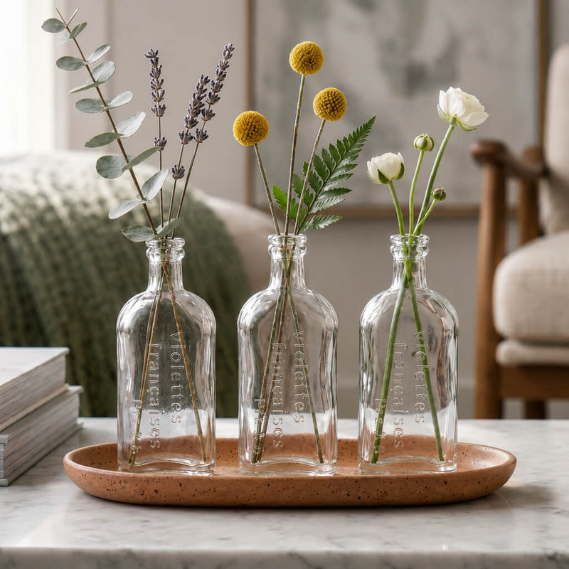 Effie Bud Vase set with flowers on a speckled tray - thumbnail number 5