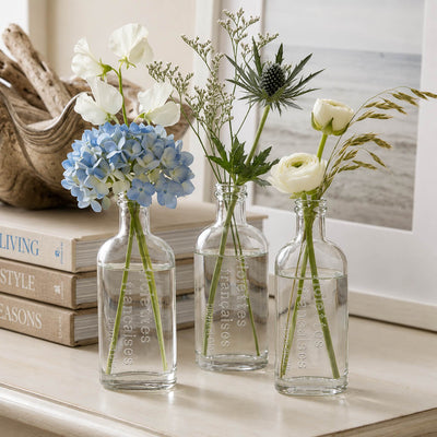 Effie Bud Vase set filled with flowers beside books on a white wooden table - thumbnail number 6