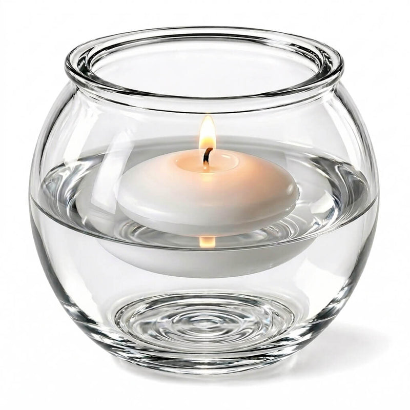 4" bubble vase with a lit floating candle - thumbnail number 2