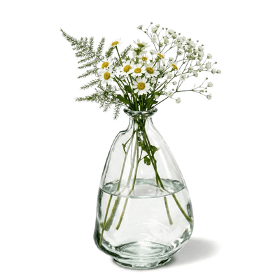 4.5" teardrop glass bottle with daisies and baby's breath - thumbnail number 2