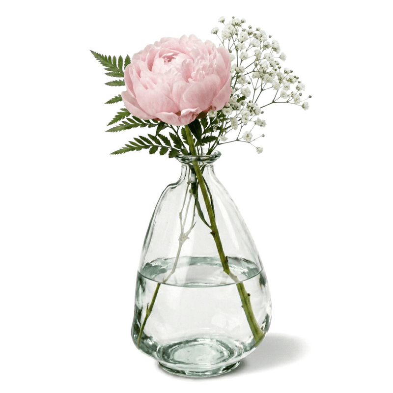 4.5" teardrop glass bottle with pink peony and baby's breath - thumbnail number 3