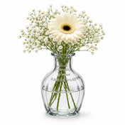 White daisy and baby's breath flowers in a vintage French parfum glass bottle - thumbnail number 2
