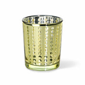 Small gold glass holder with a dotted Swiss pattern on a white background - thumbnail number 1