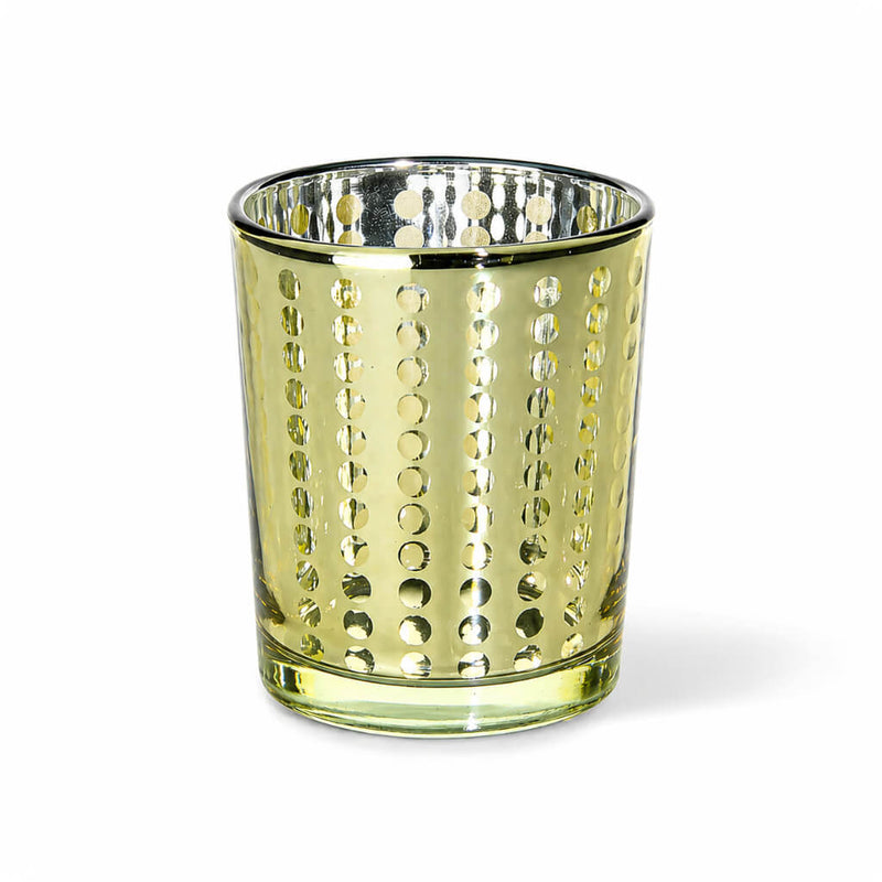 Small gold glass holder with a dotted Swiss pattern on a white background - thumbnail number 1