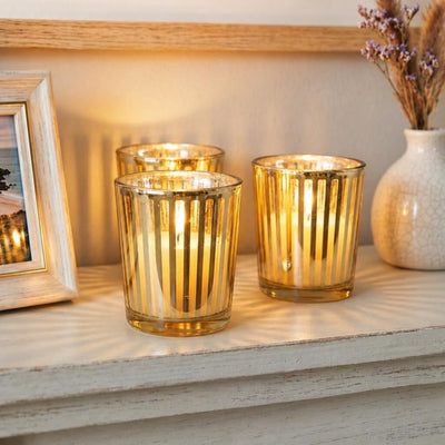 Richland Gold Stripe Glass Holder - Small Set of 12 - thumbnail number 7