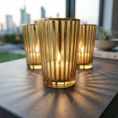 Richland Gold Stripe Glass Holder - Large Set of 12 - thumbnail number 7