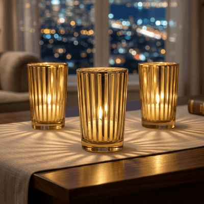 Richland Gold Stripe Glass Holder - Large Set of 12 - thumbnail number 8