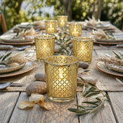 Richland Gold Lattice Glass Holder - Medium Set of 6 - Archived - thumbnail number 5