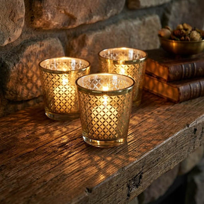 Richland Gold Lattice Glass Holder - Medium Set of 6 - Archived - thumbnail number 7