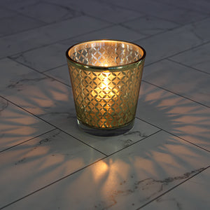 Richland Gold Lattice Glass Holder - Medium