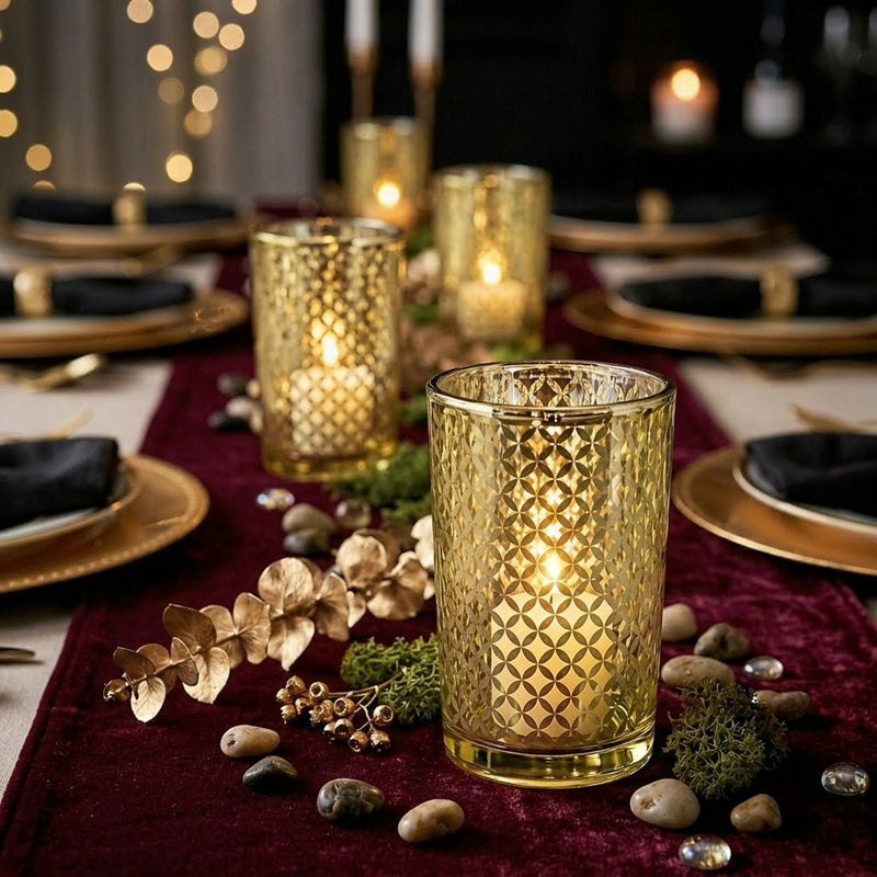 Richland Gold Lattice Glass Holder - Large Set of 12 - thumbnail number 6