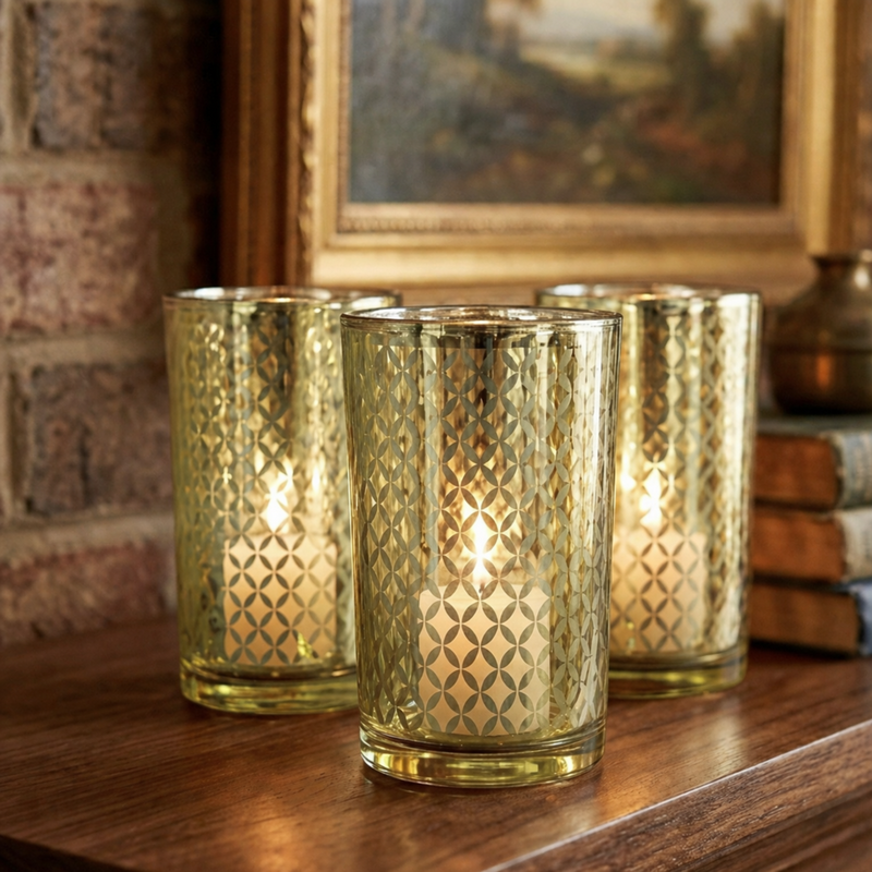 Richland Gold Lattice Glass Holder - Large Set of 12 - thumbnail number 7