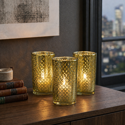Richland Gold Lattice Glass Holder - Large Set of 12 - thumbnail number 8