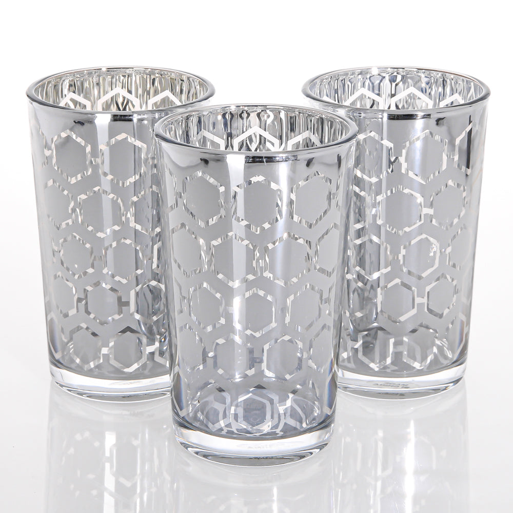 Richland Silver Hexagonal Glass Holder - Large Set of 48
