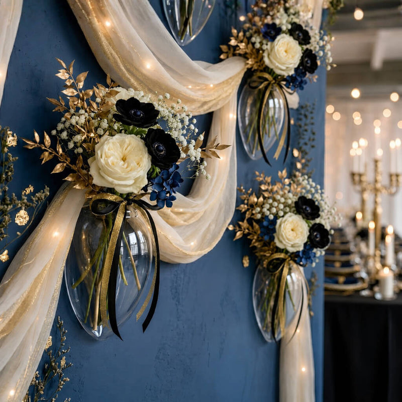Haven Wall Vases with elegant floral arrangements on a dark blue wall - thumbnail number 4