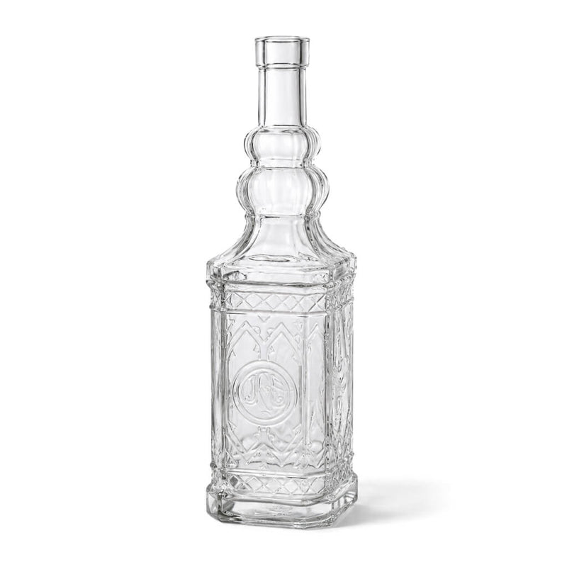 Decorative clear glass bottle with textured details on a white background - thumbnail number 1