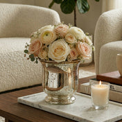 Mercury Venus Jar Gold with a cream and blush floral arrangement - thumbnail number 6