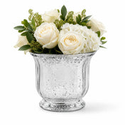 Silver Mercury Venus Jar filled with white roses - thumbnail number 2
