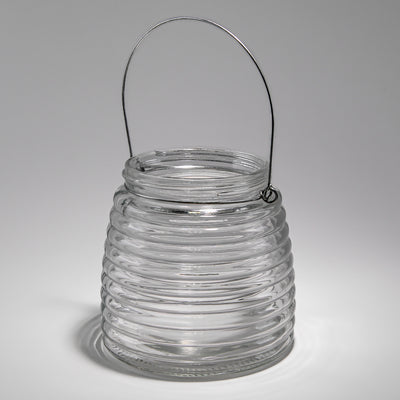Eastland 4.6" Hanging Horizontal Ribbed Glass Jar with Handle Set of 12