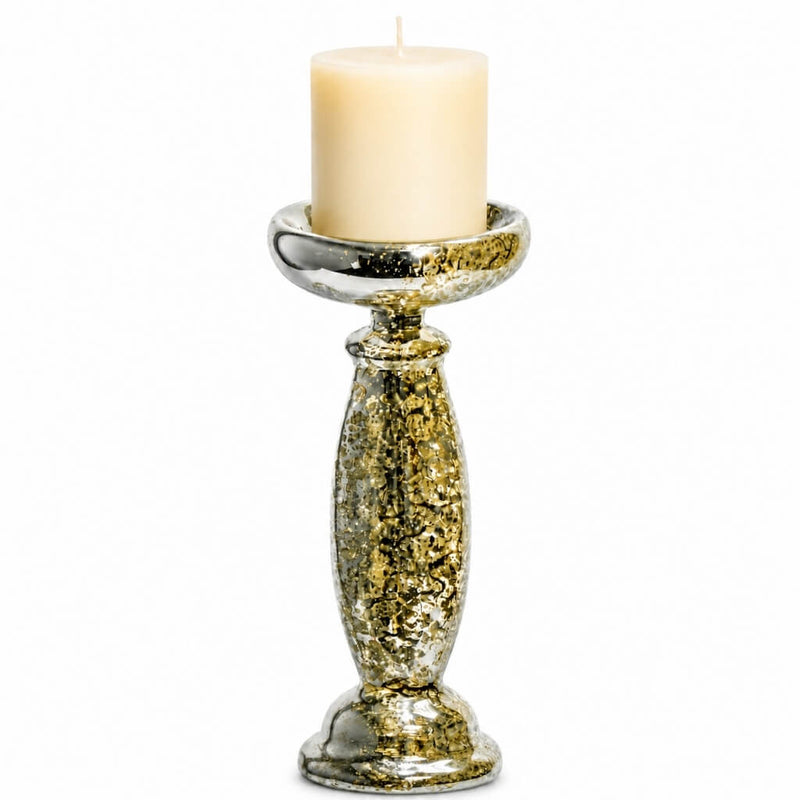 Eastland Unique Mercury Glass Pillar Candle Holder 11.25" - thumbnail number 2