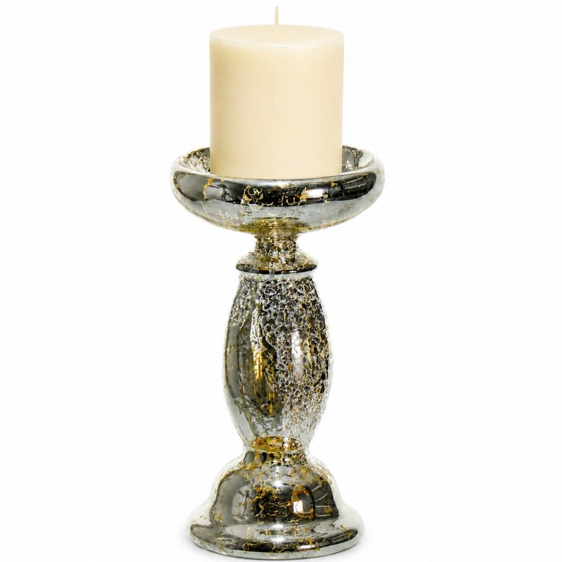 Eastland Unique Mercury Glass Pillar Candle Holder 8.5" - thumbnail number 3
