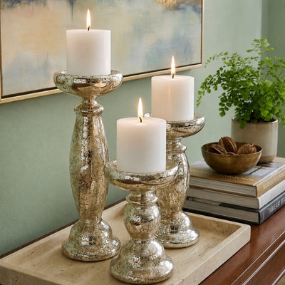 Eastland Unique Mercury Glass Pillar Candle Holder 6.5" - thumbnail number 8