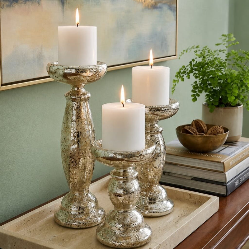 Eastland Unique Mercury Glass Pillar Candle Holder 6.5" - thumbnail number 8