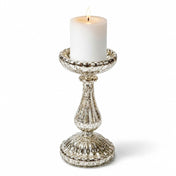 Richland 8.5" Ribbed Unique Mercury Glass Pillar Candle Holder - thumbnail number 3