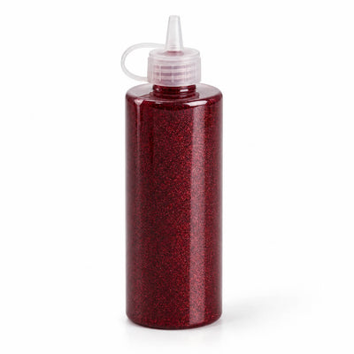 A 4 oz bottle of burgundy metallic glitter glue with a squeeze cap - thumbnail number 1