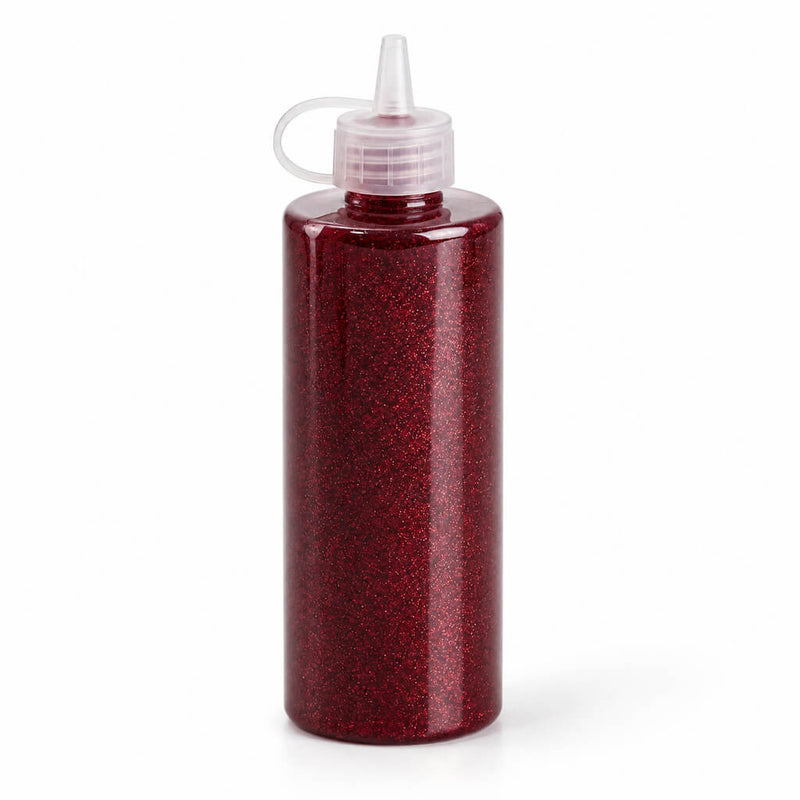 A 4 oz bottle of burgundy metallic glitter glue with a squeeze cap - thumbnail number 1