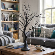 34" artificial black manzanita tree centerpiece with 8 hanging acrylic bead chains on a living room table - thumbnail number 6