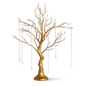 34-inch metallic gold manzanita tree centerpiece with acrylic bead chains - thumbnail number 1