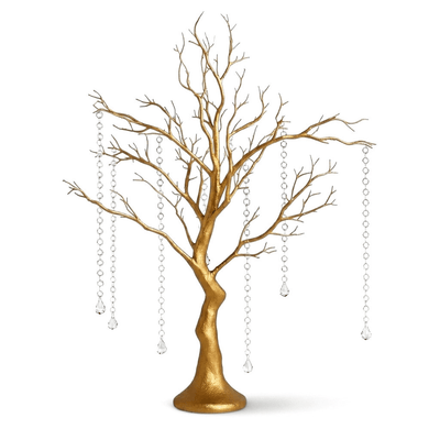 34-inch metallic gold manzanita tree centerpiece with acrylic bead chains - thumbnail number 1