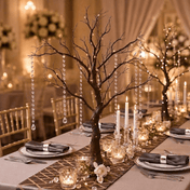 34-inch artificial manzanita tree centerpiece with dangling acrylic bead chains - thumbnail number 5