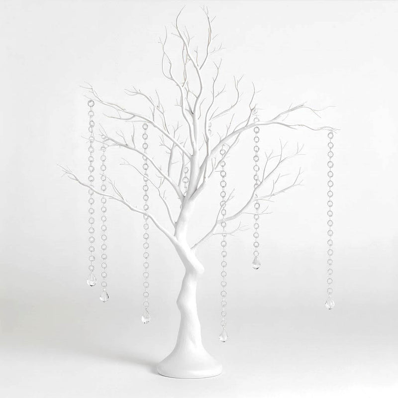 34" Artificial White Manzanita Tree Centerpiece – Easy Assembly with 8 Acrylic Bead Chains - thumbnail number 1