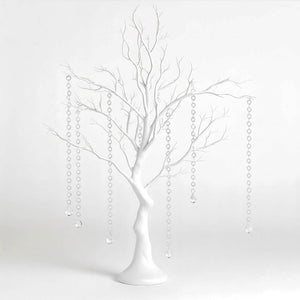 34" Artificial White Manzanita Tree Centerpiece – Easy Assembly with 8 Acrylic Bead Chains