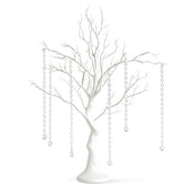 34-inch artificial white manzanita tree centerpiece with 8 hanging acrylic bead chains - thumbnail number 1