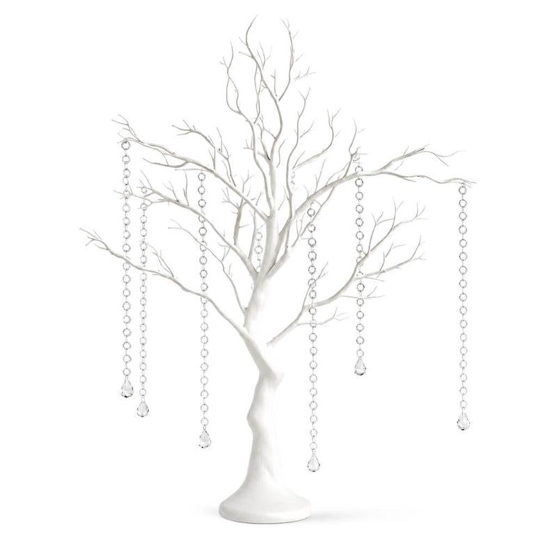 34-inch artificial white manzanita tree centerpiece with 8 hanging acrylic bead chains - thumbnail number 1