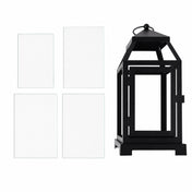 Black metal lantern with removable glass panels isolated on a white background - thumbnail number 6