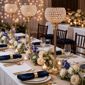 Gold crystal candle holders and floral table centerpieces - thumbnail number 3