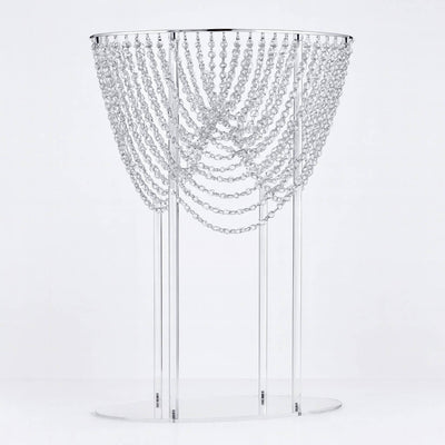 32" Acrylic Wedding Bouquet Pillar Centerpiece – Crystal Chandelier Design Flower Arrangement Stand - thumbnail number 1